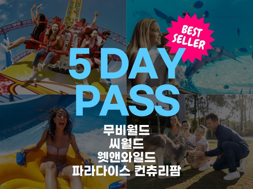 골드코스트 테마파크 콤보 5 DAY PASS ( 무비월드+씨월드+웻앤와일드+파라다이스)